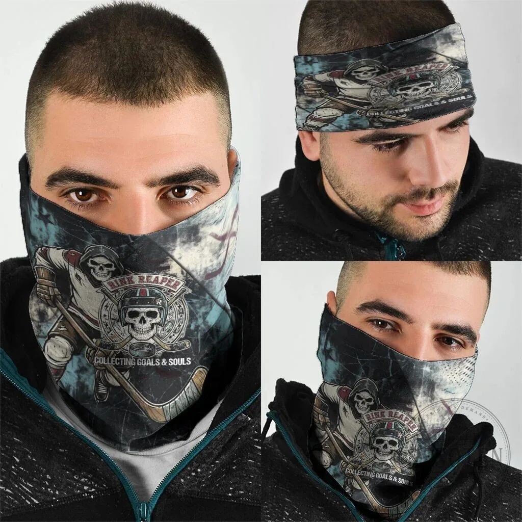 Ice Hockey Rink Reaper Grim Reaper Skeleton Neck Gaiter Bandana 3-Pack 7 Ice Hockey Rink Reaper Grim Reaper Skeleton Neck Gaiter Bandana 3-Pack