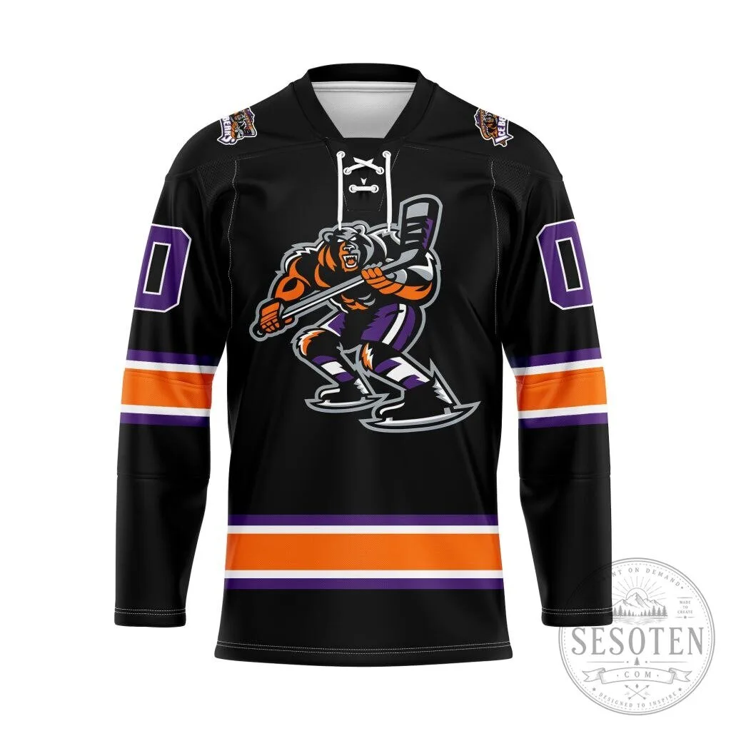 Knoxville Ice Bears SPHL Black and Orange Personalized Hockey Jersey