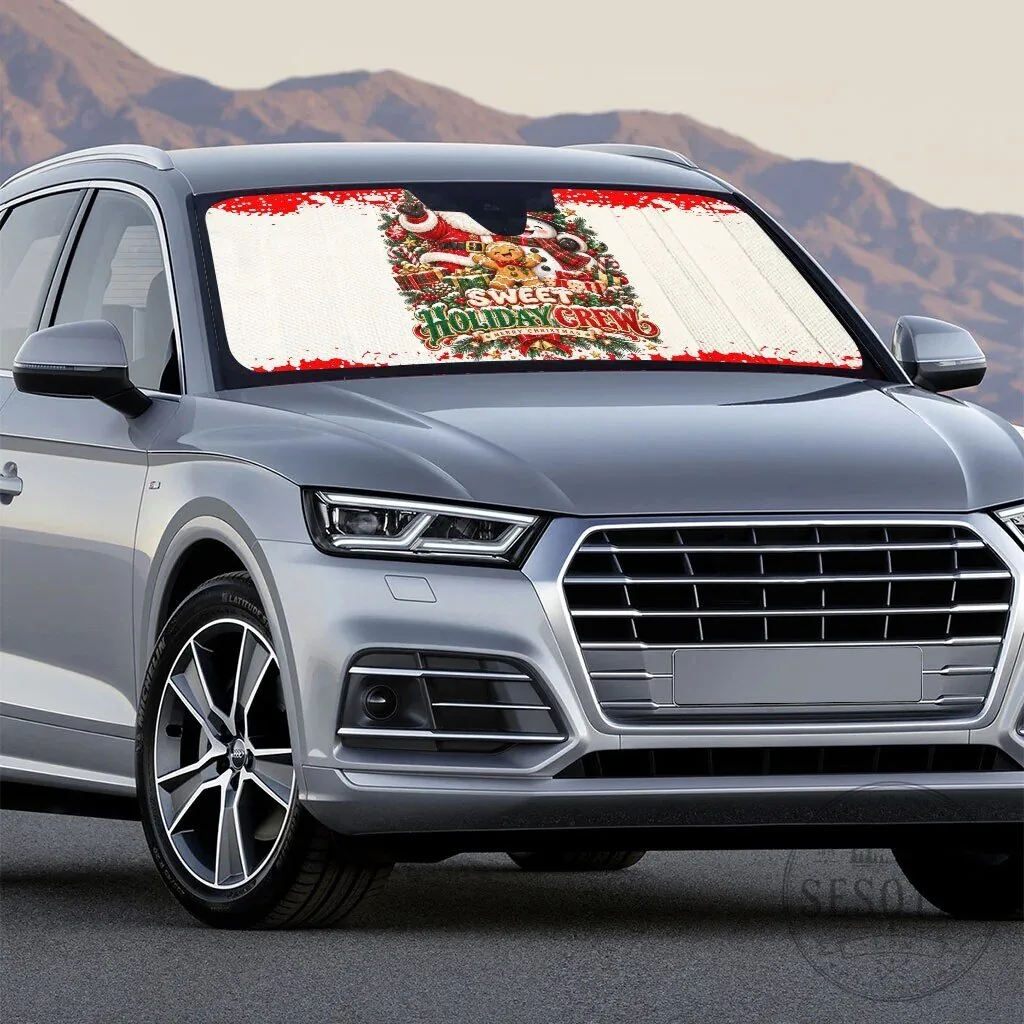 Sweet Holiday Crew Merry Christmas Santa Snowman Gingerbread Man Car Sunshade 7 Sweet Holiday Crew Merry Christmas Santa Snowman Gingerbread Man Car Sunshade