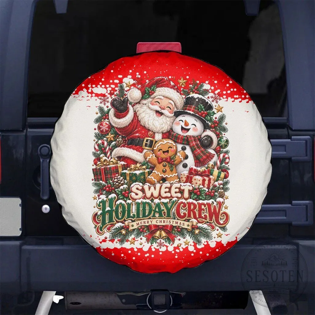 Sweet Holiday Crew Santa Snowman Gingerbread Christmas Spare Tire Cover