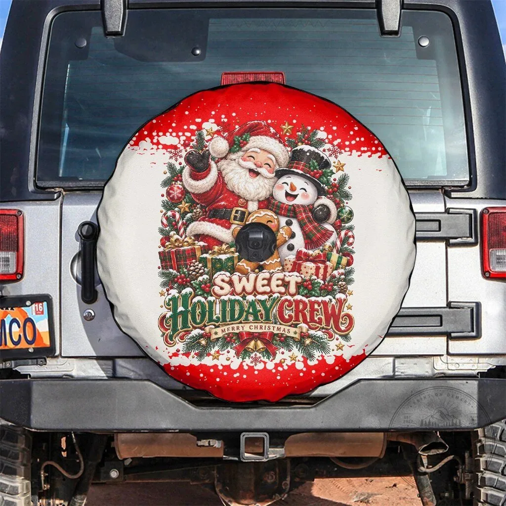 Sweet Holiday Crew Santa Snowman Gingerbread Christmas Spare Tire Cover 7 Sweet Holiday Crew Santa Snowman Gingerbread Christmas Spare Tire Cover