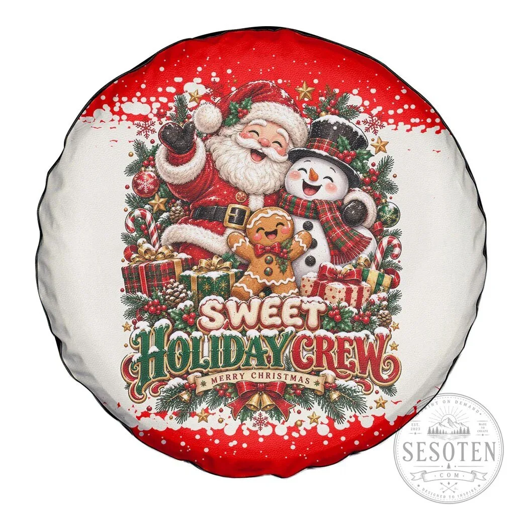 Sweet Holiday Crew Santa Snowman Gingerbread Christmas Spare Tire Cover 9 Sweet Holiday Crew Santa Snowman Gingerbread Christmas Spare Tire Cover