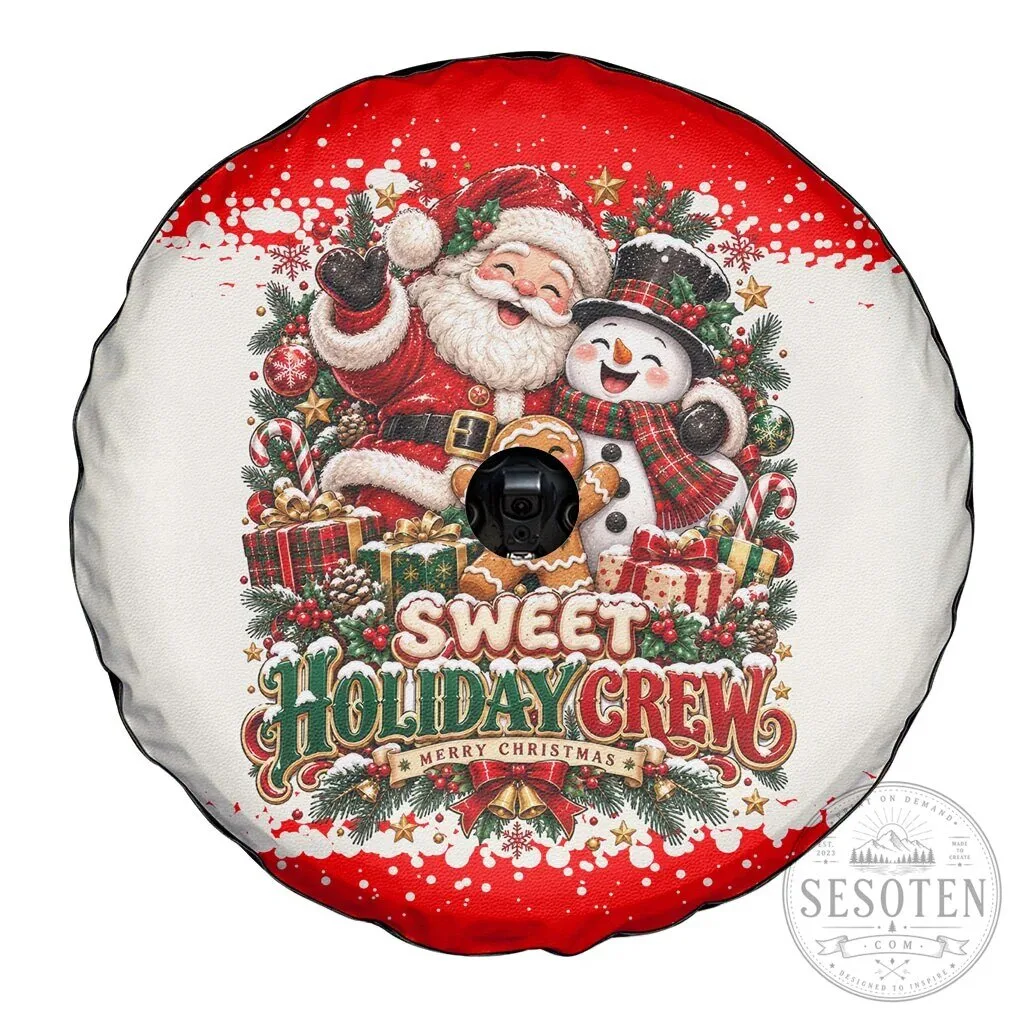 Sweet Holiday Crew Santa Snowman Gingerbread Christmas Spare Tire Cover 10 Sweet Holiday Crew Santa Snowman Gingerbread Christmas Spare Tire Cover