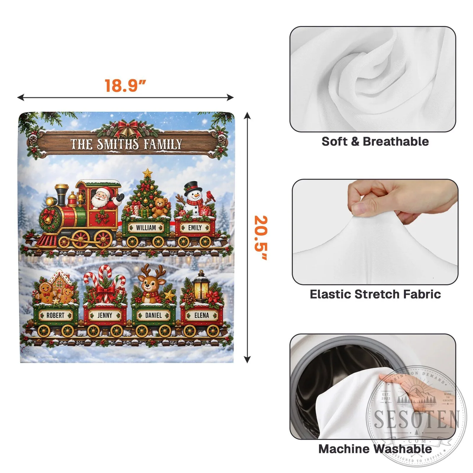 Personalized Christmas Train Family Name Dining Chair Cover Holiday Decor 11 Personalized Christmas Train Family Name Dining Chair Cover Holiday Decor