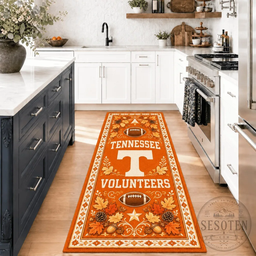 Tennessee Volunteers Football Fall Harvest Kitchen Runner Rug Tennessee Volunteers Football Fall Harvest Kitchen Runner Rug