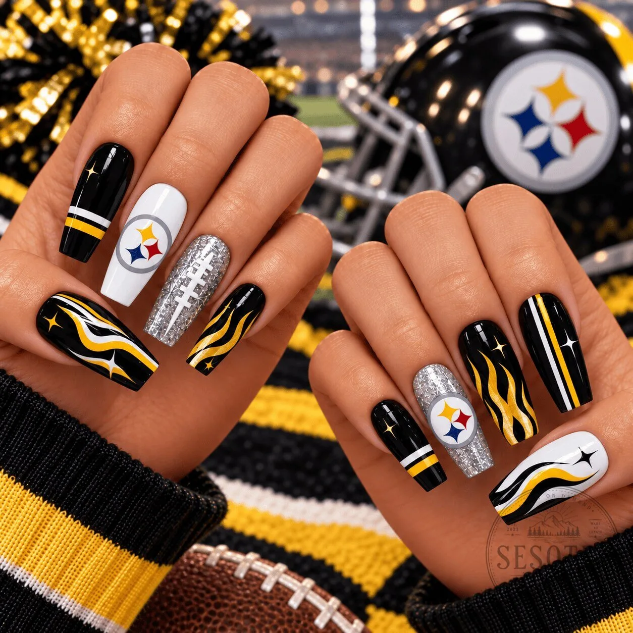 Pittsburgh Steelers Football Team Press-On Nails 3 Pittsburgh Steelers Football Team Press-On Nails