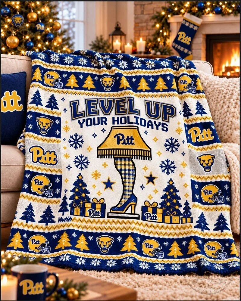 Pittsburgh Panthers Level Up Your Holidays Christmas Flannel Blanket