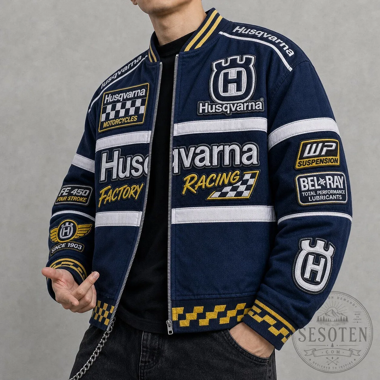Husqvarna Motorcycles Racing Factory Bomber Jacket for Men