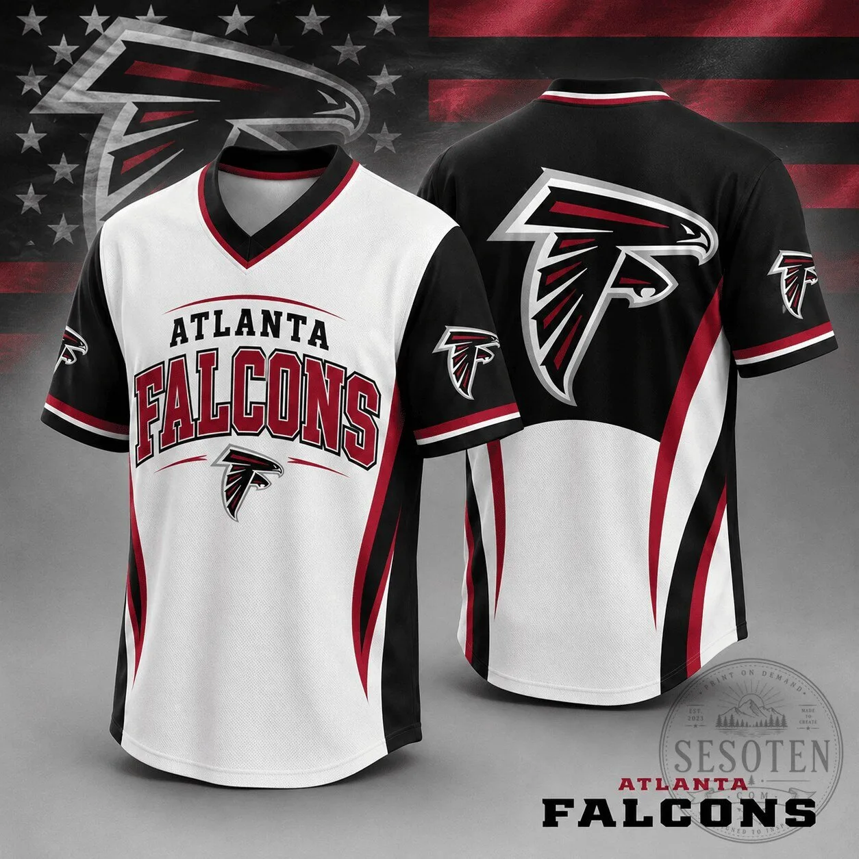 Atlanta Falcons NFL Football Team Spirit V-Neck Jersey for Men 3 Atlanta Falcons NFL Football Team Spirit V-Neck Jersey for Men