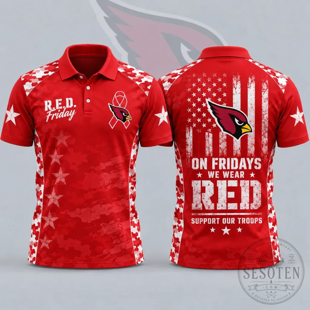 Arizona Cardinals R.E.D. Friday Patriotic Military Camouflage American Flag Polo Shirt Arizona Cardinals R.E.D. Friday Patriotic Military Camouflage American Flag Polo Shirt