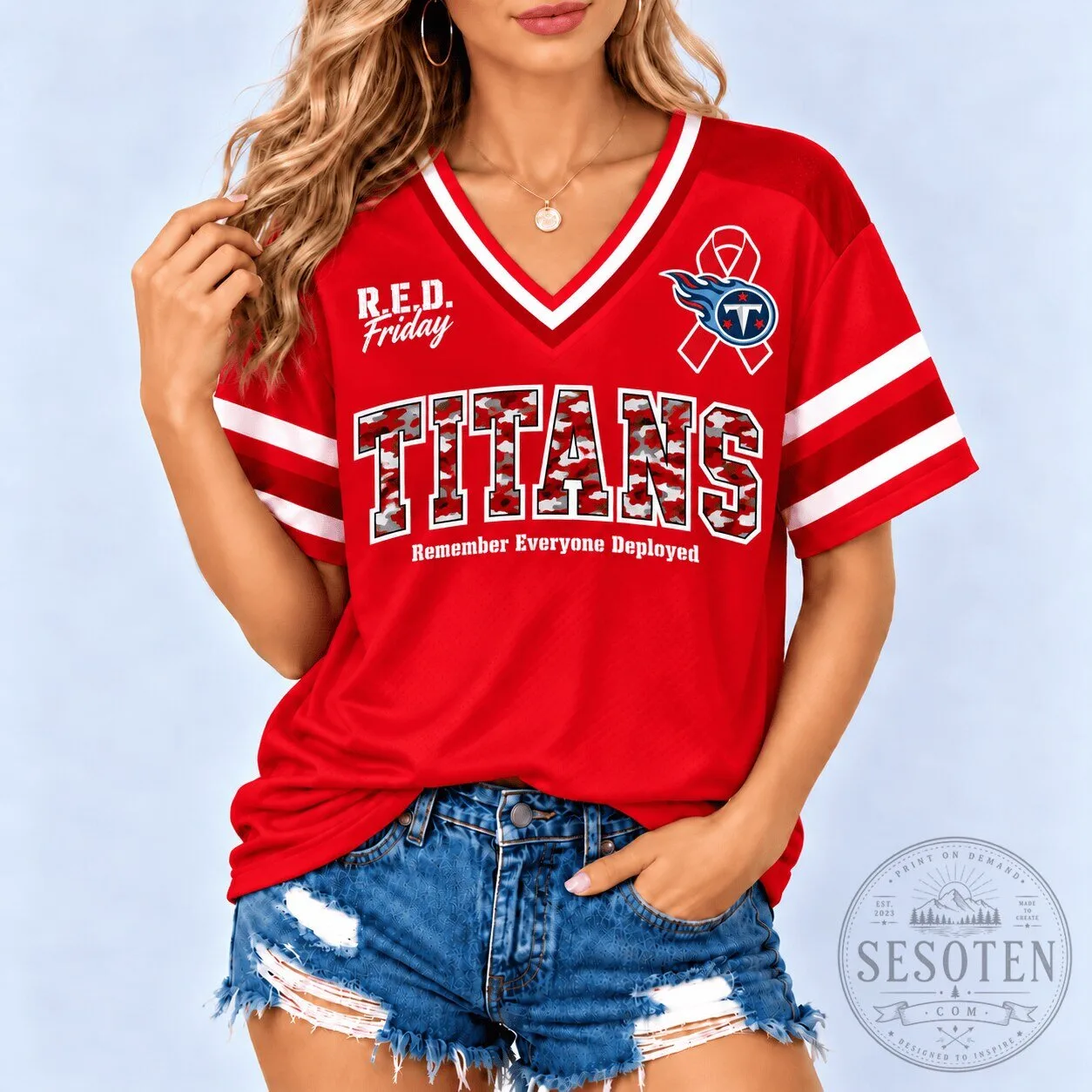 Tennessee Titans Remember Everyone Deployed R.E.D. Friday Military Camo T-Shirt 2 Tennessee Titans Remember Everyone Deployed R.E.D. Friday Military Camo T-Shirt