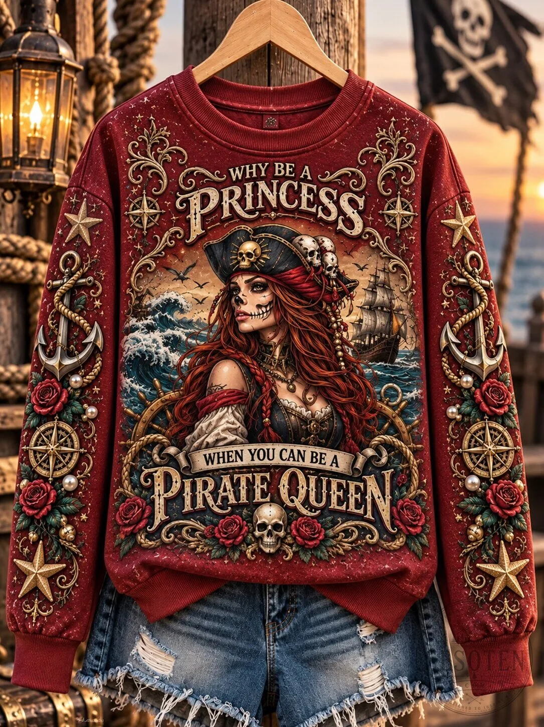 Why Be A Princess When You Can Be A Pirate Queen Graphic Sweatshirt 2 Why Be A Princess When You Can Be A Pirate Queen Graphic Sweatshirt