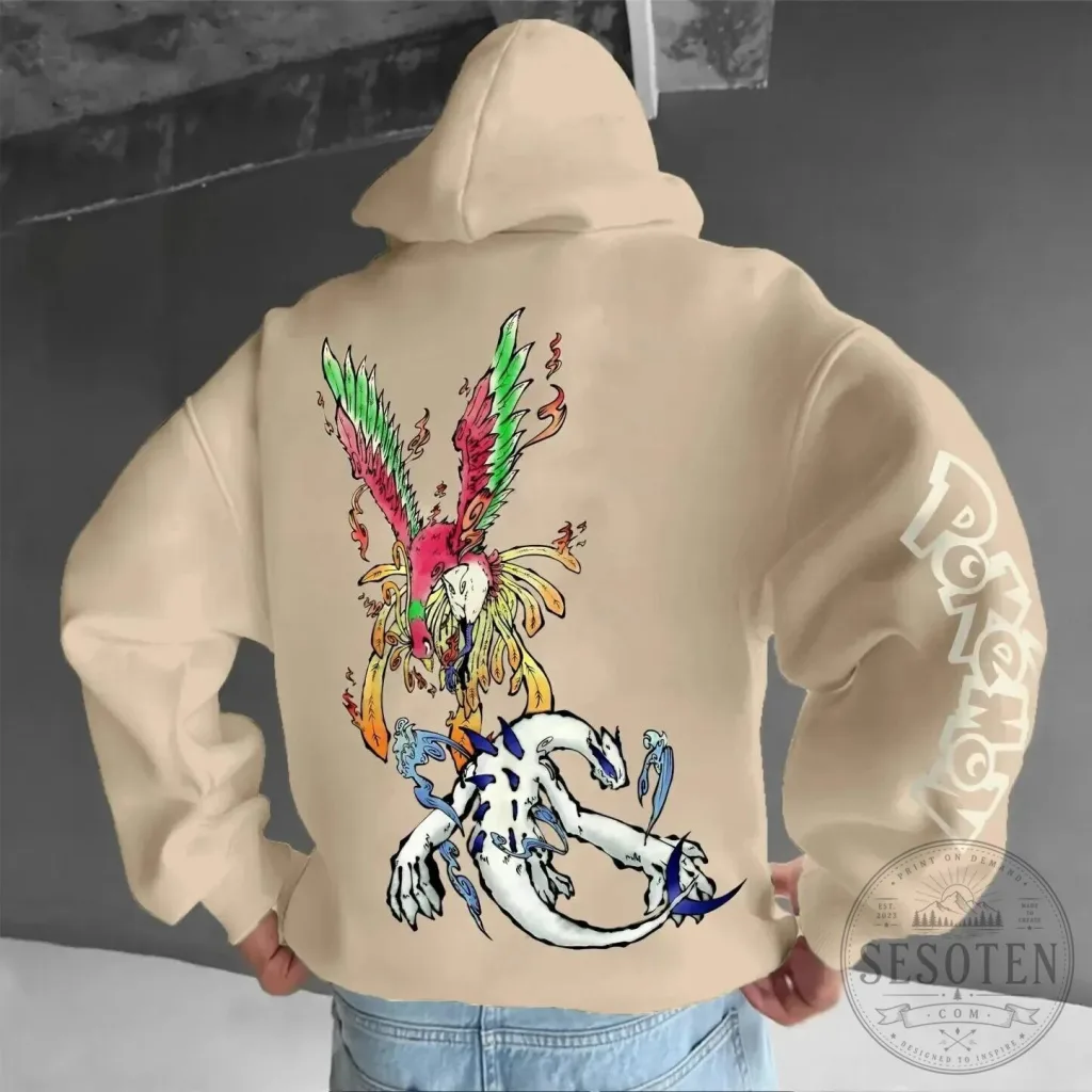Pokemon Rayquaza and Ho-Oh Legendary Dragon Anime Graphic Hoodie Pokemon Rayquaza and Ho-Oh Legendary Dragon Anime Graphic Hoodie