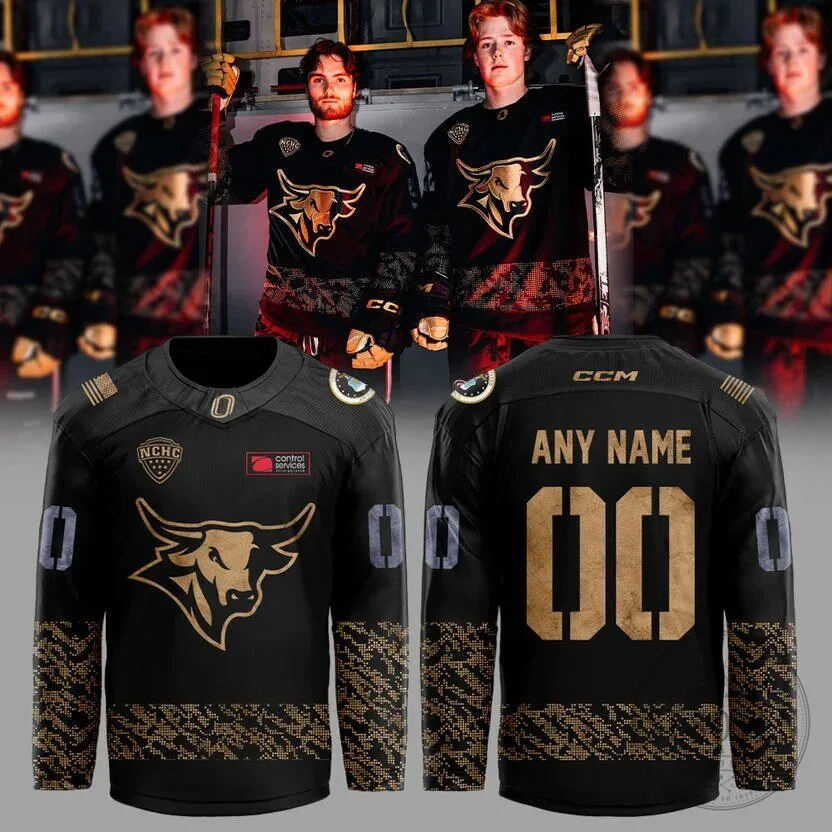 Omaha Mavericks Hockey Military Appreciation Custom Black Jersey