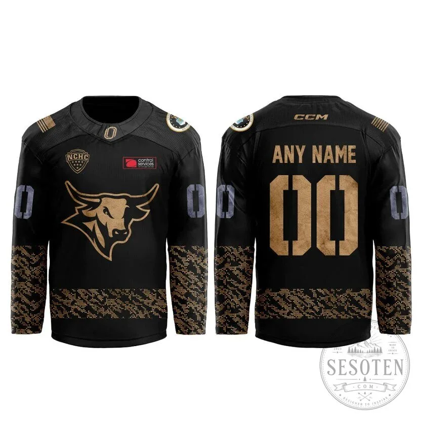 Omaha Mavericks Hockey Military Appreciation Custom Black Jersey 6 Omaha Mavericks Hockey Military Appreciation Custom Black Jersey
