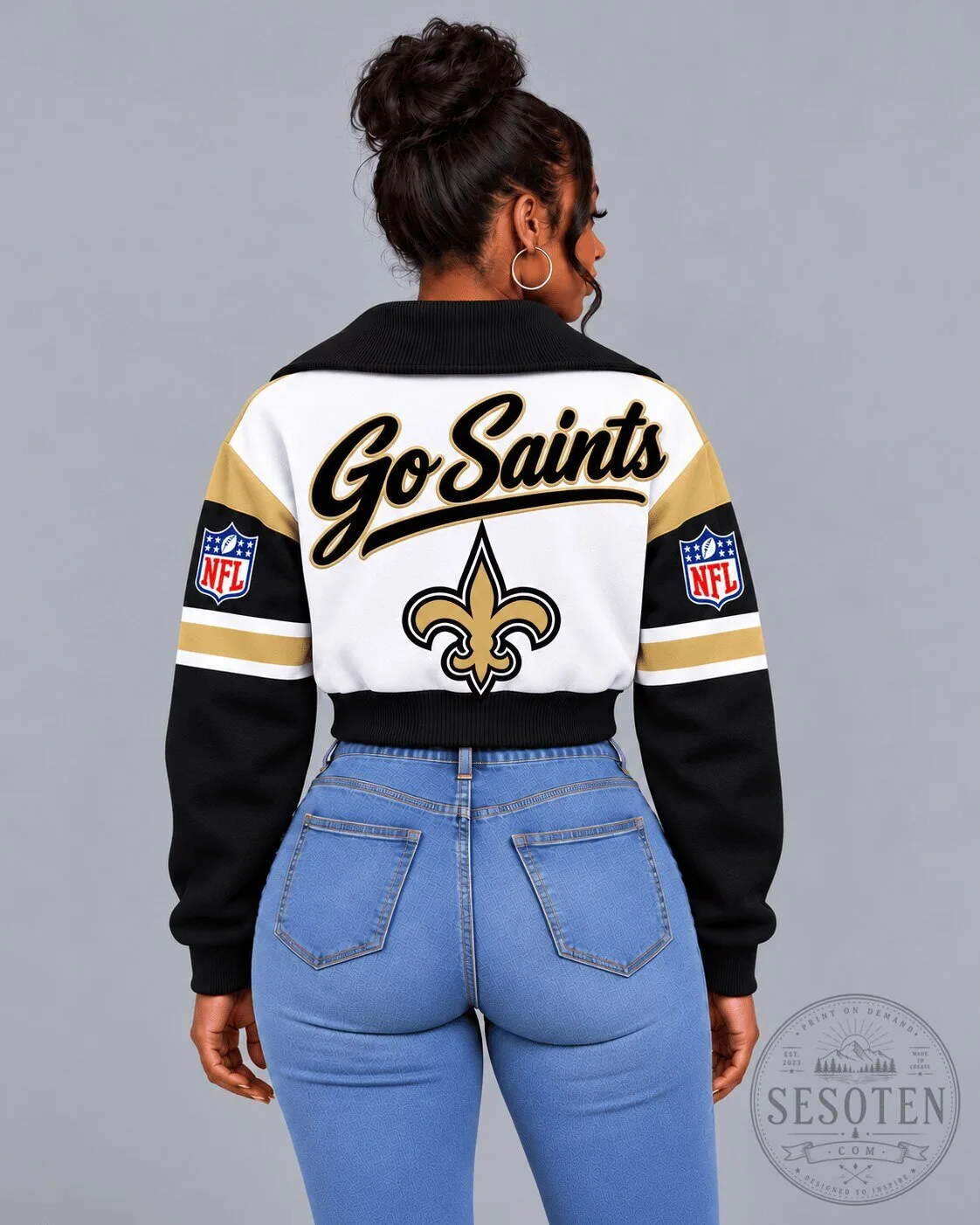 New Orleans Saints Women's Cropped Quarter-Zip Sweatshirt