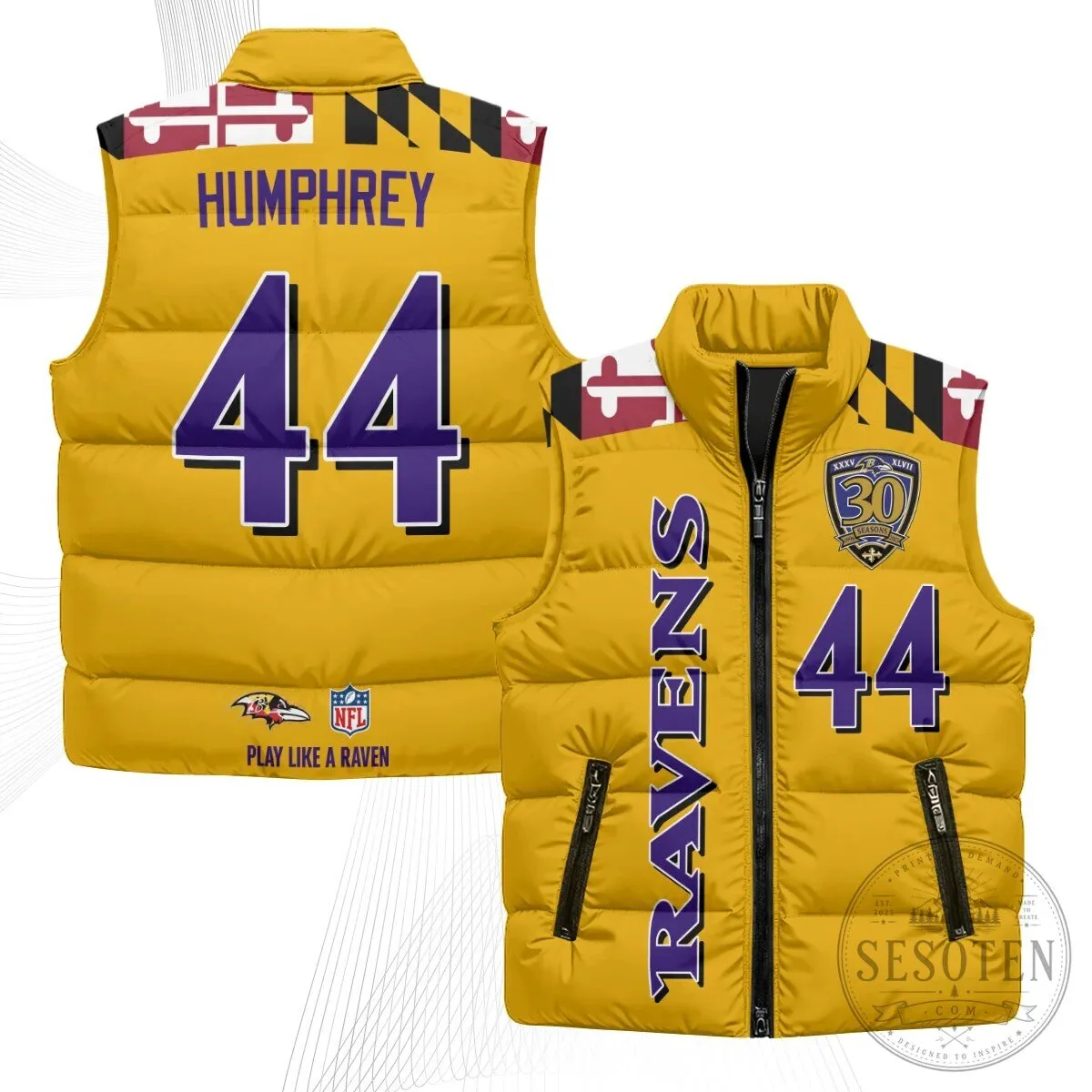 Baltimore Ravens Lamar Jackson Number 8 NFL Football Puffer Vest 58 Baltimore Ravens Lamar Jackson Number 8 NFL Football Puffer Vest