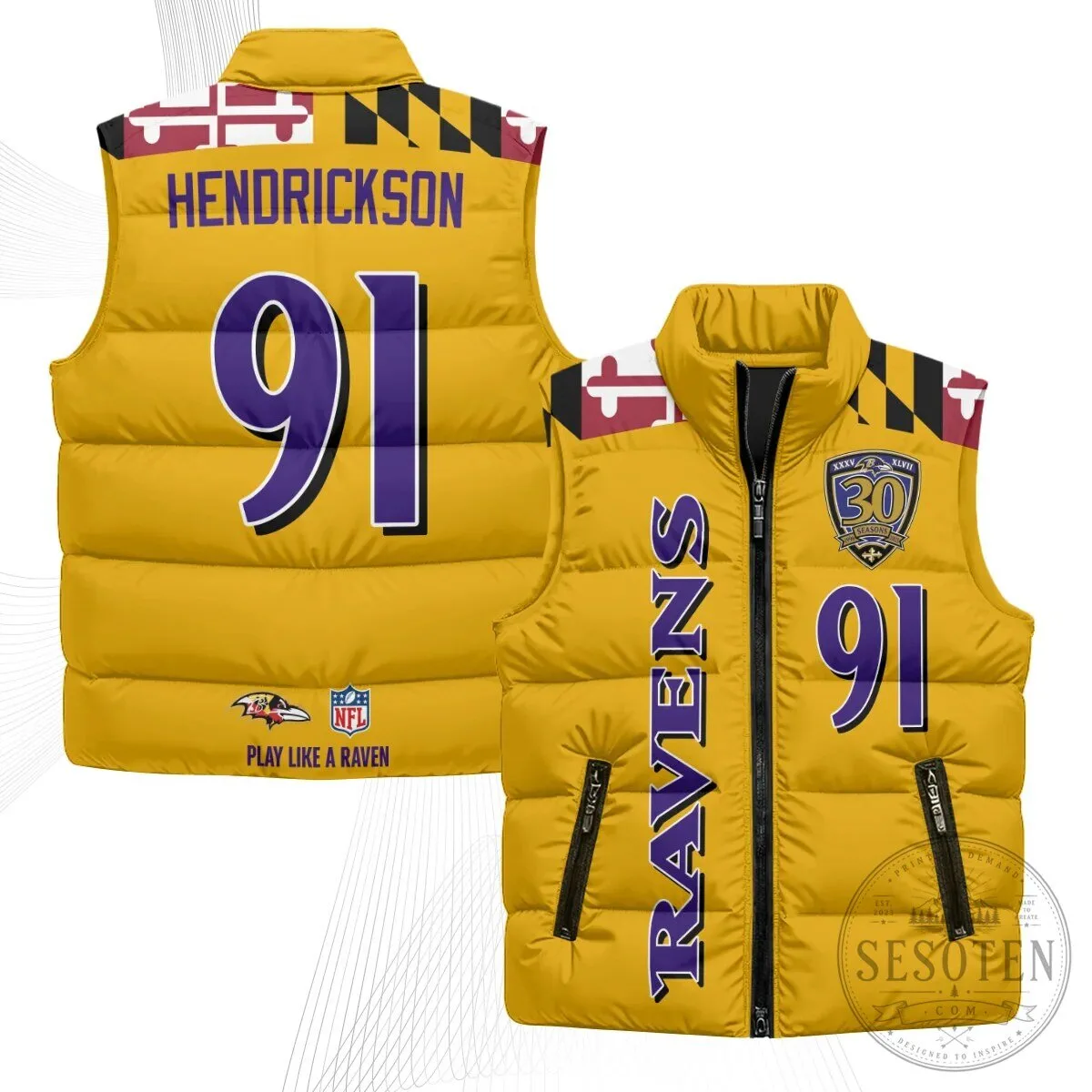 Baltimore Ravens Lamar Jackson Number 8 NFL Football Puffer Vest 59 Baltimore Ravens Lamar Jackson Number 8 NFL Football Puffer Vest