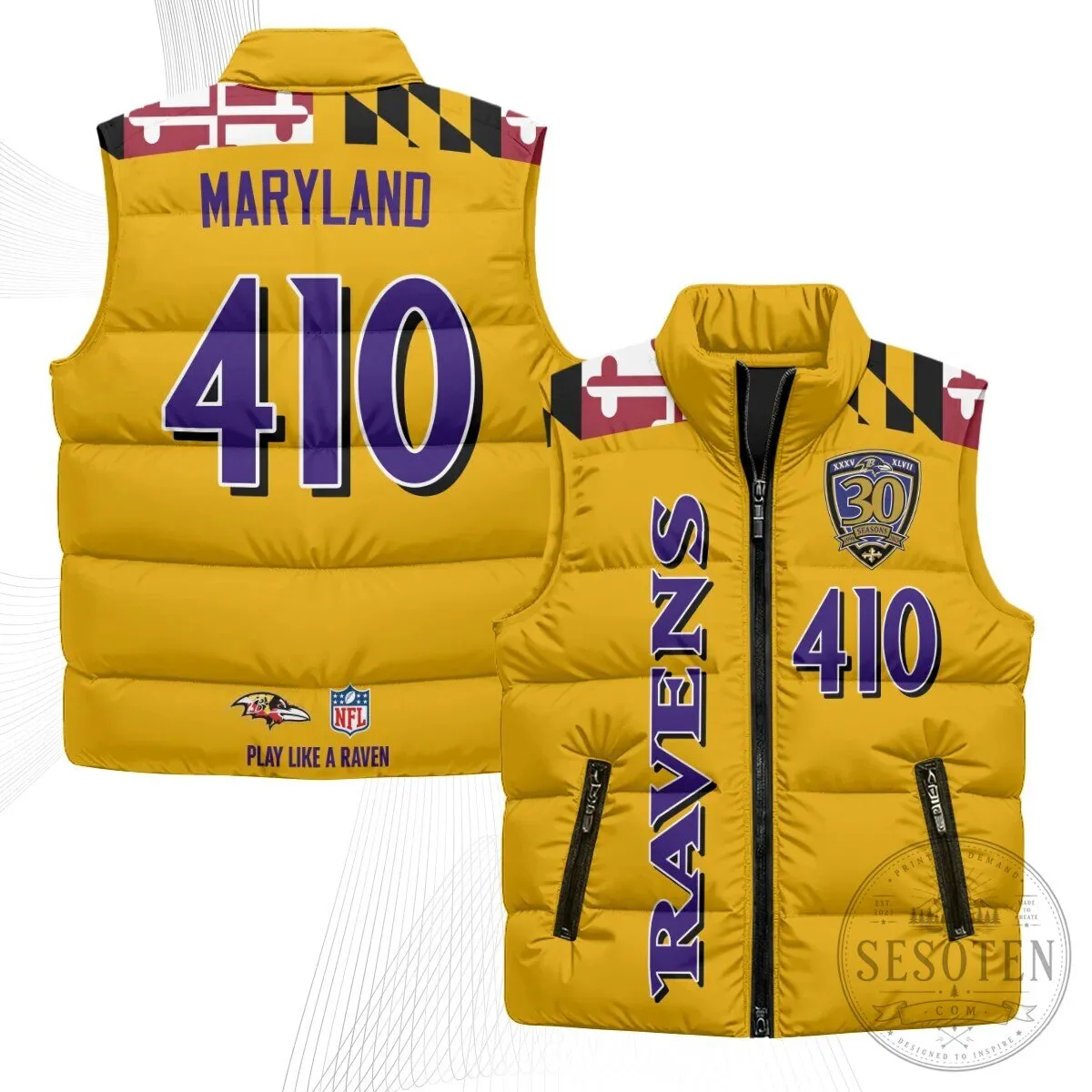 Baltimore Ravens Lamar Jackson Number 8 NFL Football Puffer Vest 61 Baltimore Ravens Lamar Jackson Number 8 NFL Football Puffer Vest