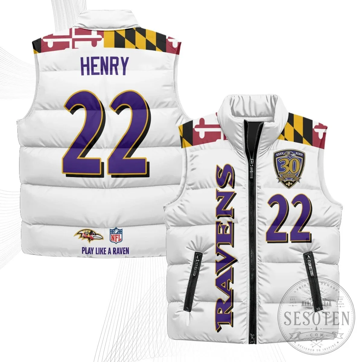 Baltimore Ravens Lamar Jackson Number 8 NFL Football Puffer Vest 63 Baltimore Ravens Lamar Jackson Number 8 NFL Football Puffer Vest