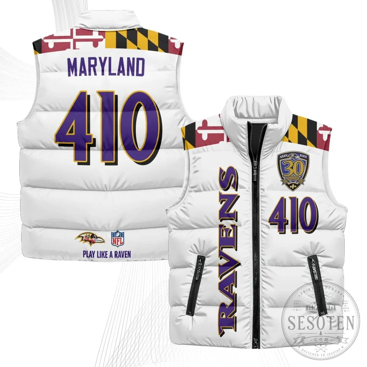 Baltimore Ravens Lamar Jackson Number 8 NFL Football Puffer Vest 71 Baltimore Ravens Lamar Jackson Number 8 NFL Football Puffer Vest