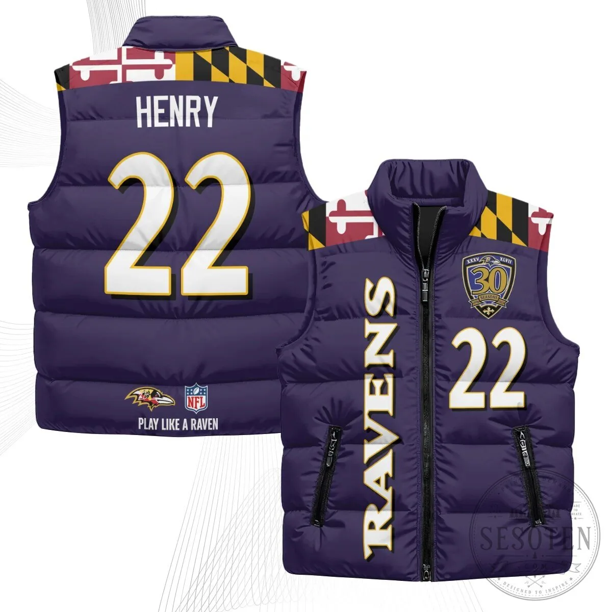 Baltimore Ravens Lamar Jackson Number 8 NFL Football Puffer Vest 73 Baltimore Ravens Lamar Jackson Number 8 NFL Football Puffer Vest