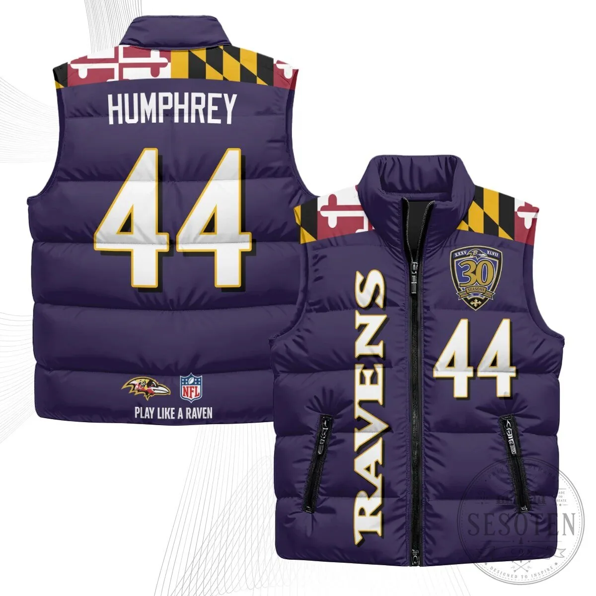 Baltimore Ravens Lamar Jackson Number 8 NFL Football Puffer Vest 78 Baltimore Ravens Lamar Jackson Number 8 NFL Football Puffer Vest