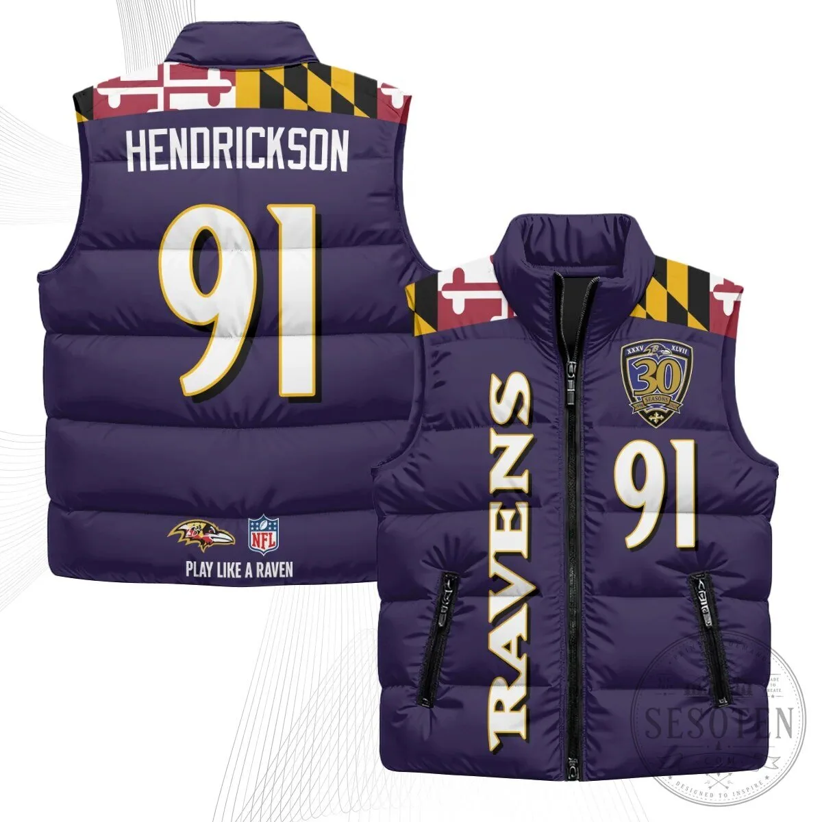 Baltimore Ravens Lamar Jackson Number 8 NFL Football Puffer Vest 79 Baltimore Ravens Lamar Jackson Number 8 NFL Football Puffer Vest
