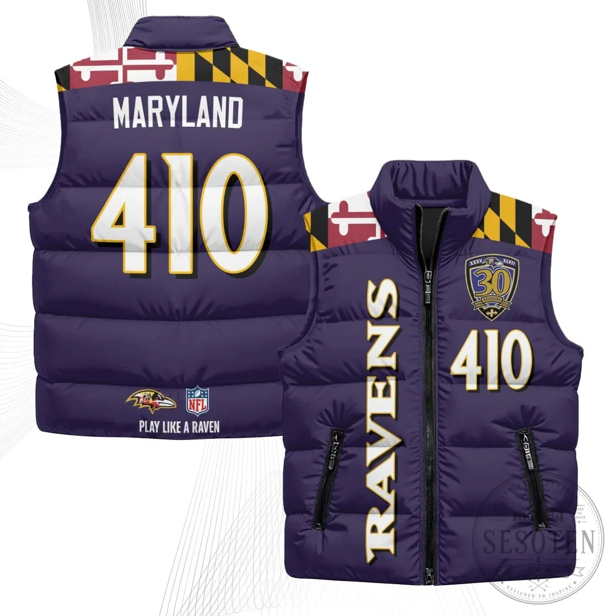 Baltimore Ravens Lamar Jackson Number 8 NFL Football Puffer Vest 81 Baltimore Ravens Lamar Jackson Number 8 NFL Football Puffer Vest