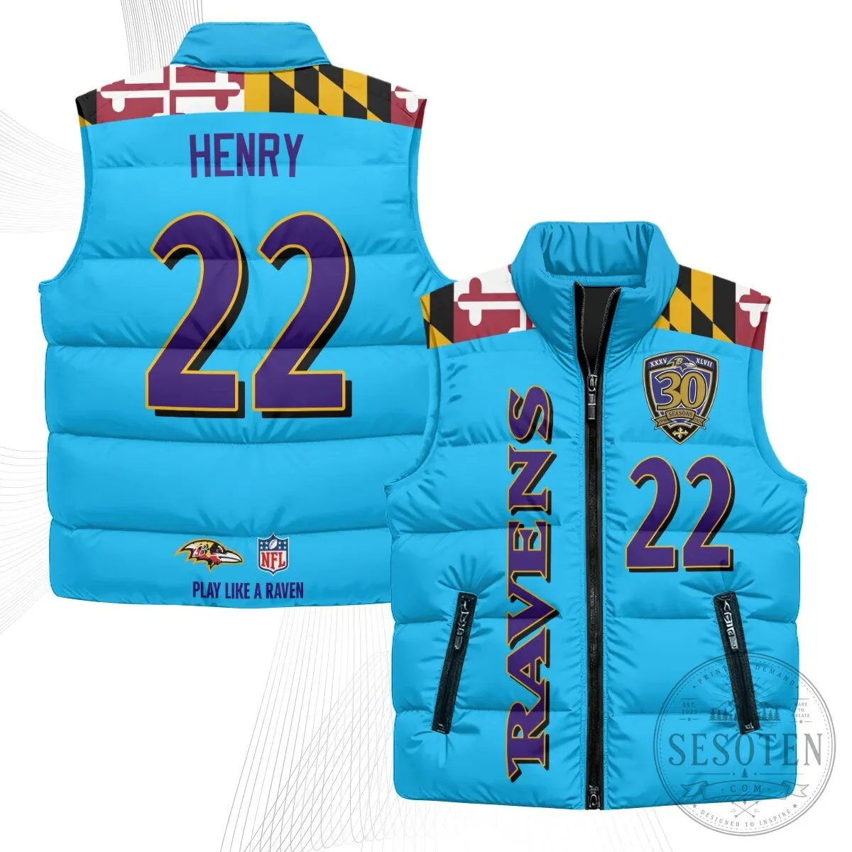 Baltimore Ravens Lamar Jackson Number 8 NFL Football Puffer Vest 83 Baltimore Ravens Lamar Jackson Number 8 NFL Football Puffer Vest