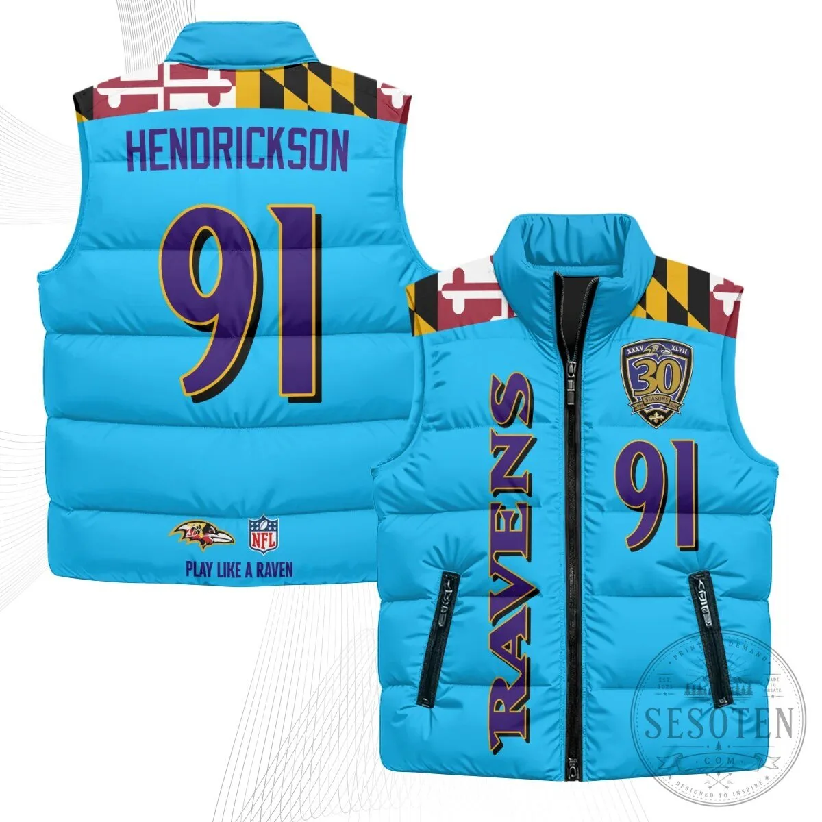 Baltimore Ravens Lamar Jackson Number 8 NFL Football Puffer Vest 89 Baltimore Ravens Lamar Jackson Number 8 NFL Football Puffer Vest