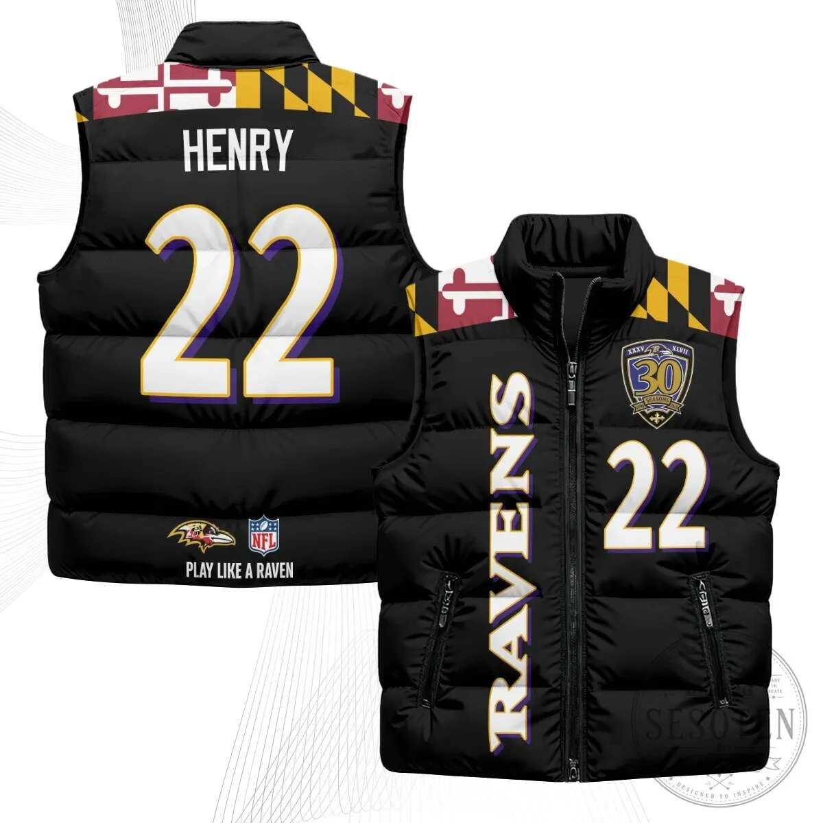 Baltimore Ravens Lamar Jackson Number 8 NFL Football Puffer Vest 93 Baltimore Ravens Lamar Jackson Number 8 NFL Football Puffer Vest