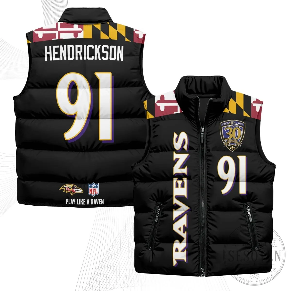 Baltimore Ravens Lamar Jackson Number 8 NFL Football Puffer Vest 99 Baltimore Ravens Lamar Jackson Number 8 NFL Football Puffer Vest
