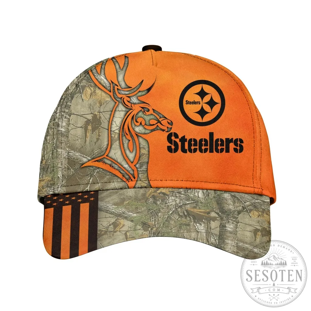 Pittsburgh Steelers Deer Hunting Camouflage Orange Baseball Cap Hat Pittsburgh Steelers Deer Hunting Camouflage Orange Baseball Cap Hat