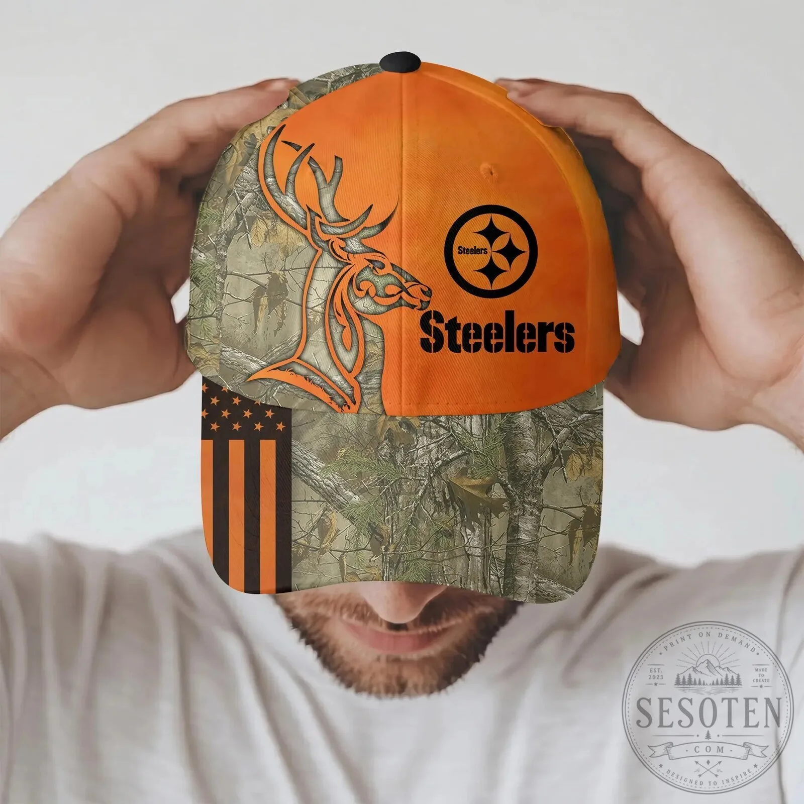 Pittsburgh Steelers Deer Hunting Camouflage Orange Baseball Cap Hat 9 Pittsburgh Steelers Deer Hunting Camouflage Orange Baseball Cap Hat