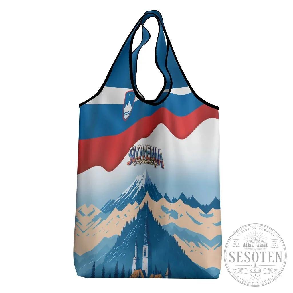 Slovenia Independence Day Lake Bled Julian Alps Landscape Reusable Grocery Bag 11 Slovenia Independence Day Lake Bled Julian Alps Landscape Reusable Grocery Bag