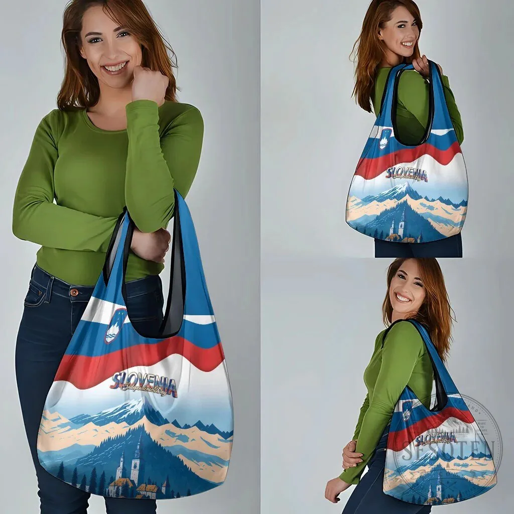 Slovenia Independence Day Lake Bled Julian Alps Landscape Reusable Grocery Bag 15 Slovenia Independence Day Lake Bled Julian Alps Landscape Reusable Grocery Bag