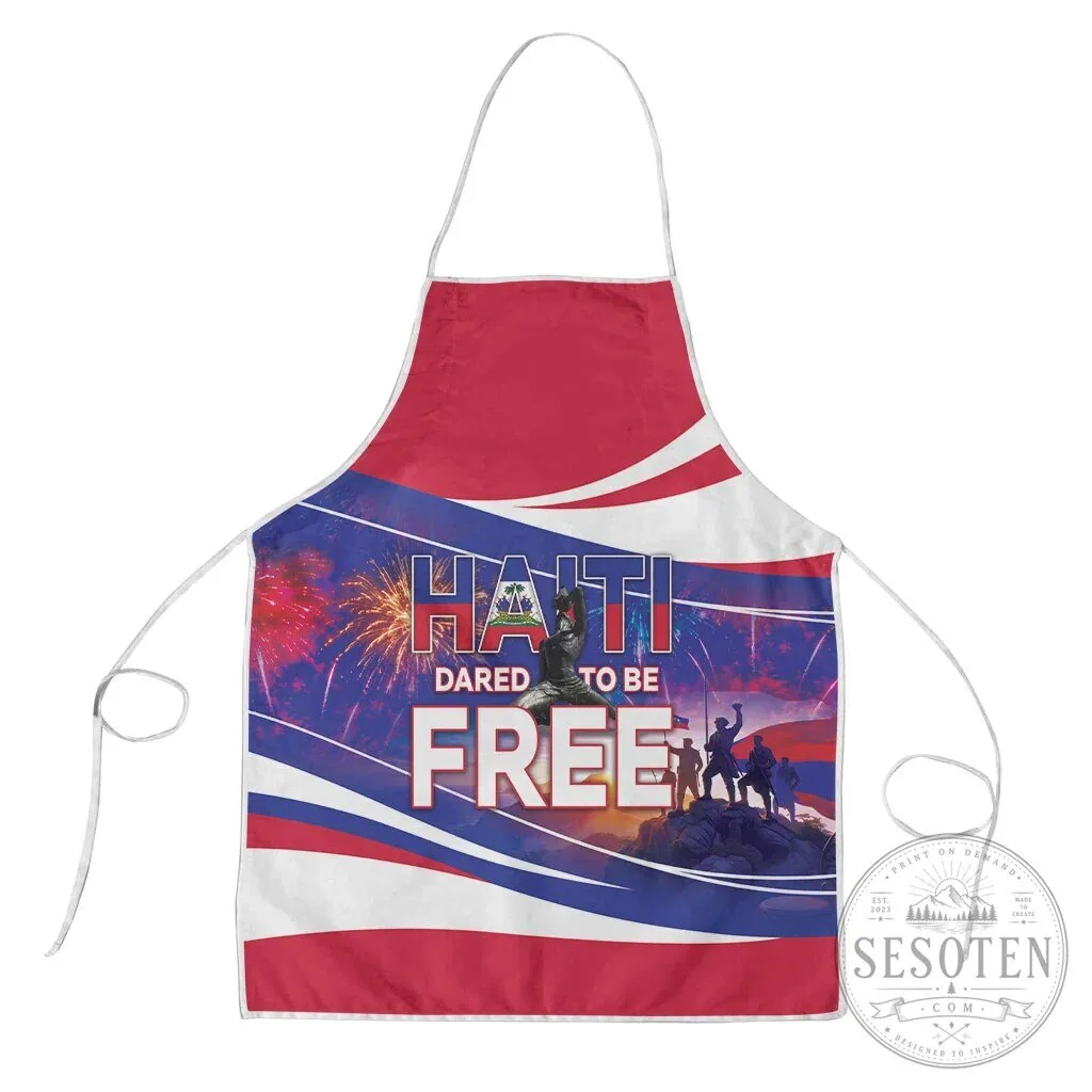 Haiti Independence Day Patriotic Heritage Red White Blue Apron