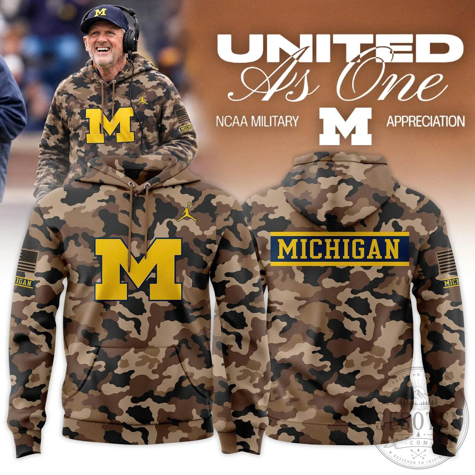 Camouflage Hoodie for Military Appreciation - Michigan Wolverines Design