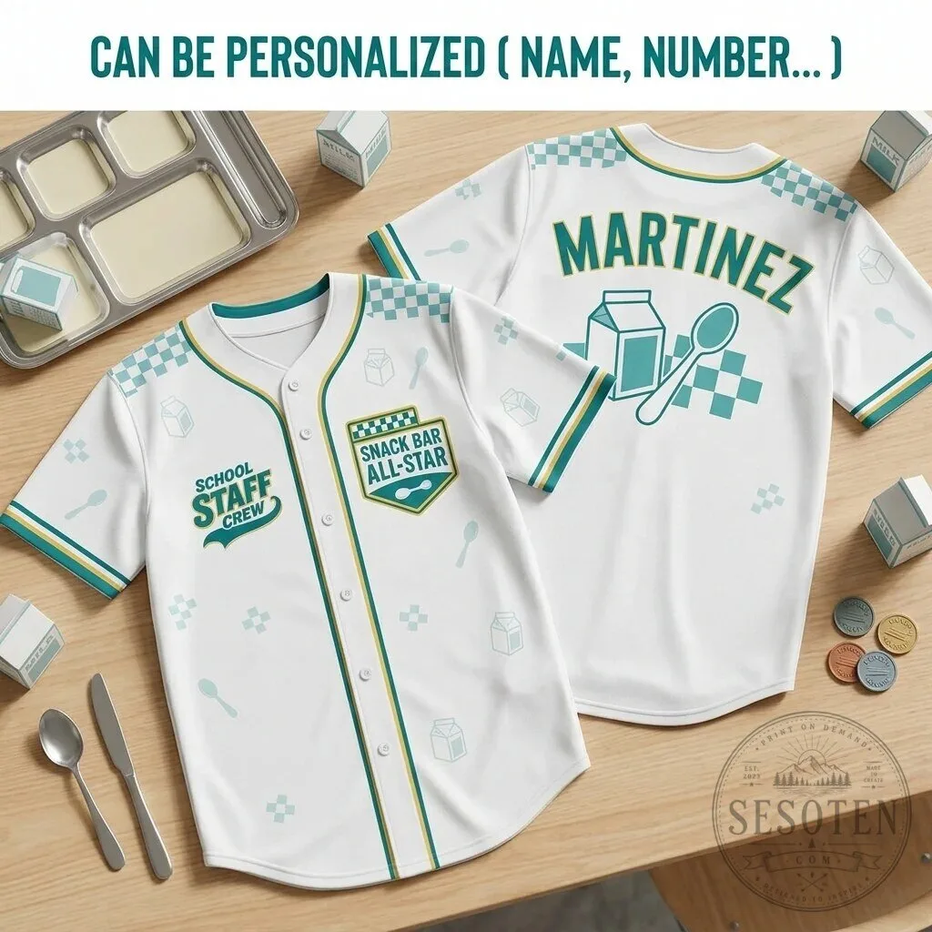 School Staff Crew Snack Bar All-Star Cafeteria Team Baseball Jersey
