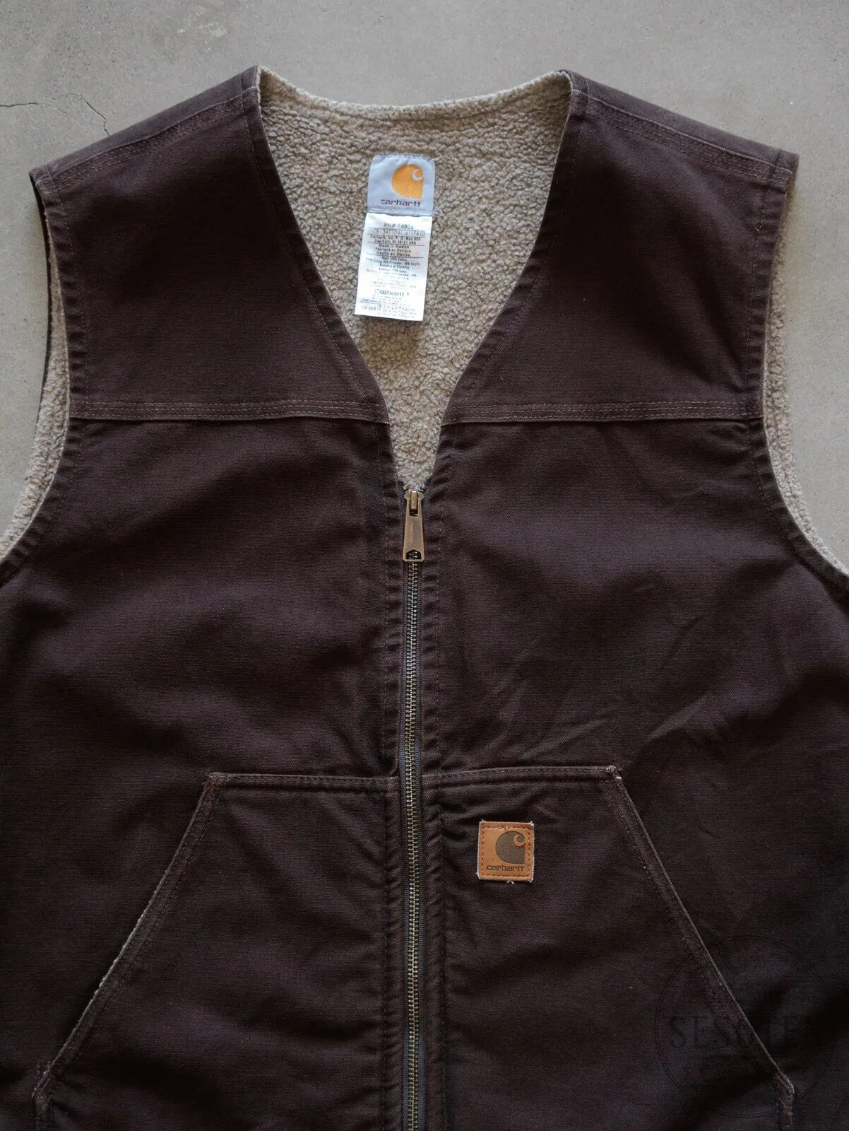 Vintage Carhartt Sherpa-Lined Vest Brown Full Zip Workwear Outerwear 8 Vintage Carhartt Sherpa-Lined Vest Brown Full Zip Workwear Outerwear