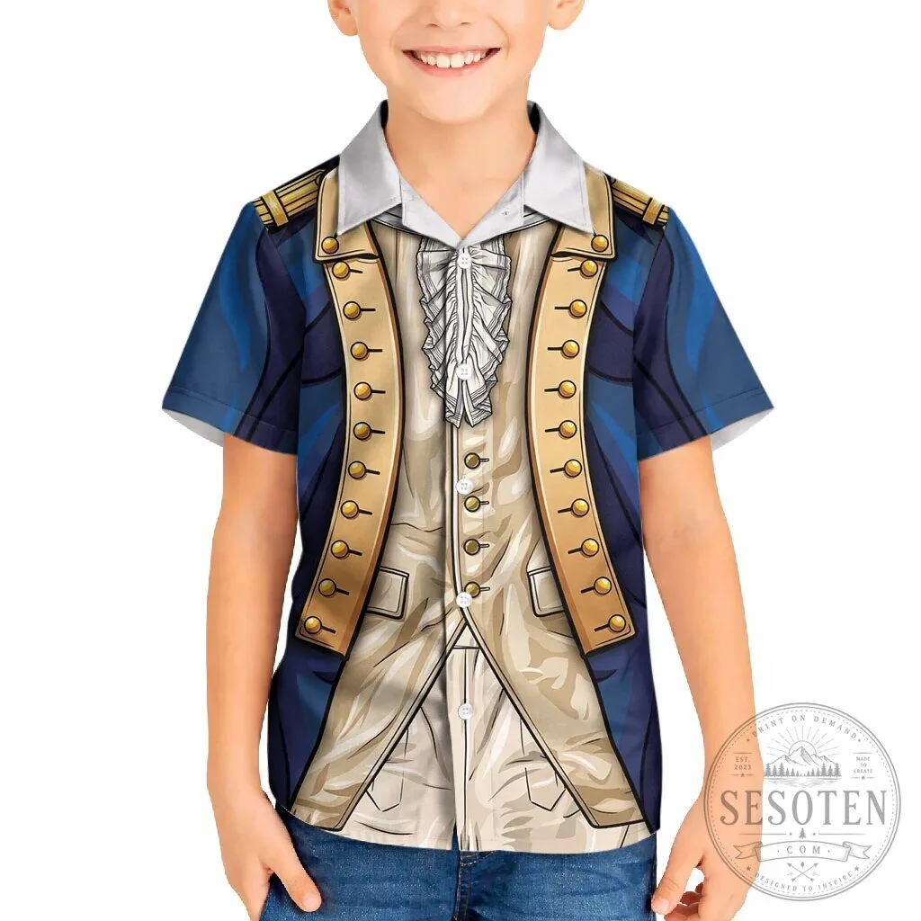 Hawaiian Shirt featuring George Washington Continental Army Colonial Officer Design