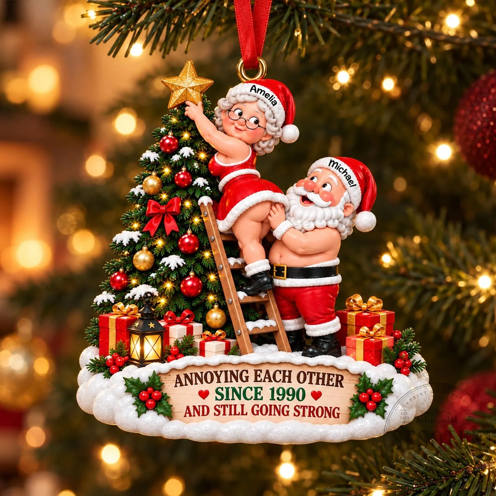 Personalized Annoying Each Other Since 1990 Christmas Ornament
