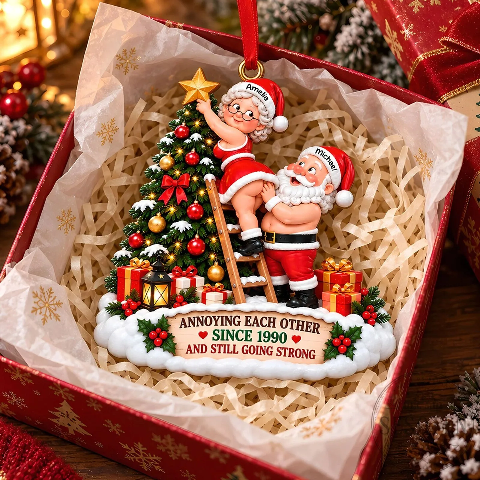 Personalized Annoying Each Other Since 1990 Christmas Ornament 6 Personalized Annoying Each Other Since 1990 Christmas Ornament