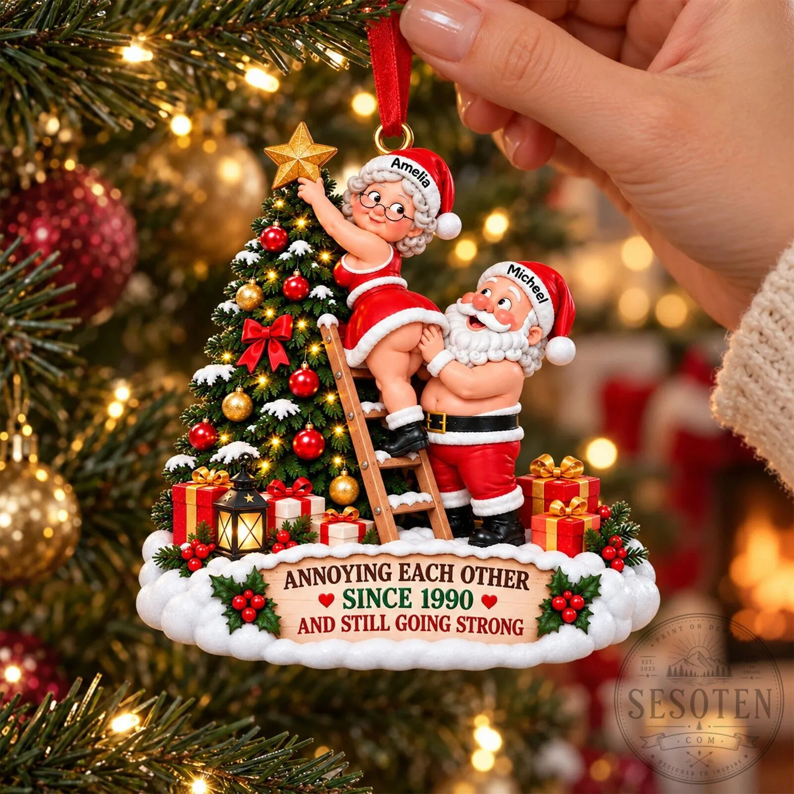Personalized Annoying Each Other Since 1990 Christmas Ornament 7 Personalized Annoying Each Other Since 1990 Christmas Ornament