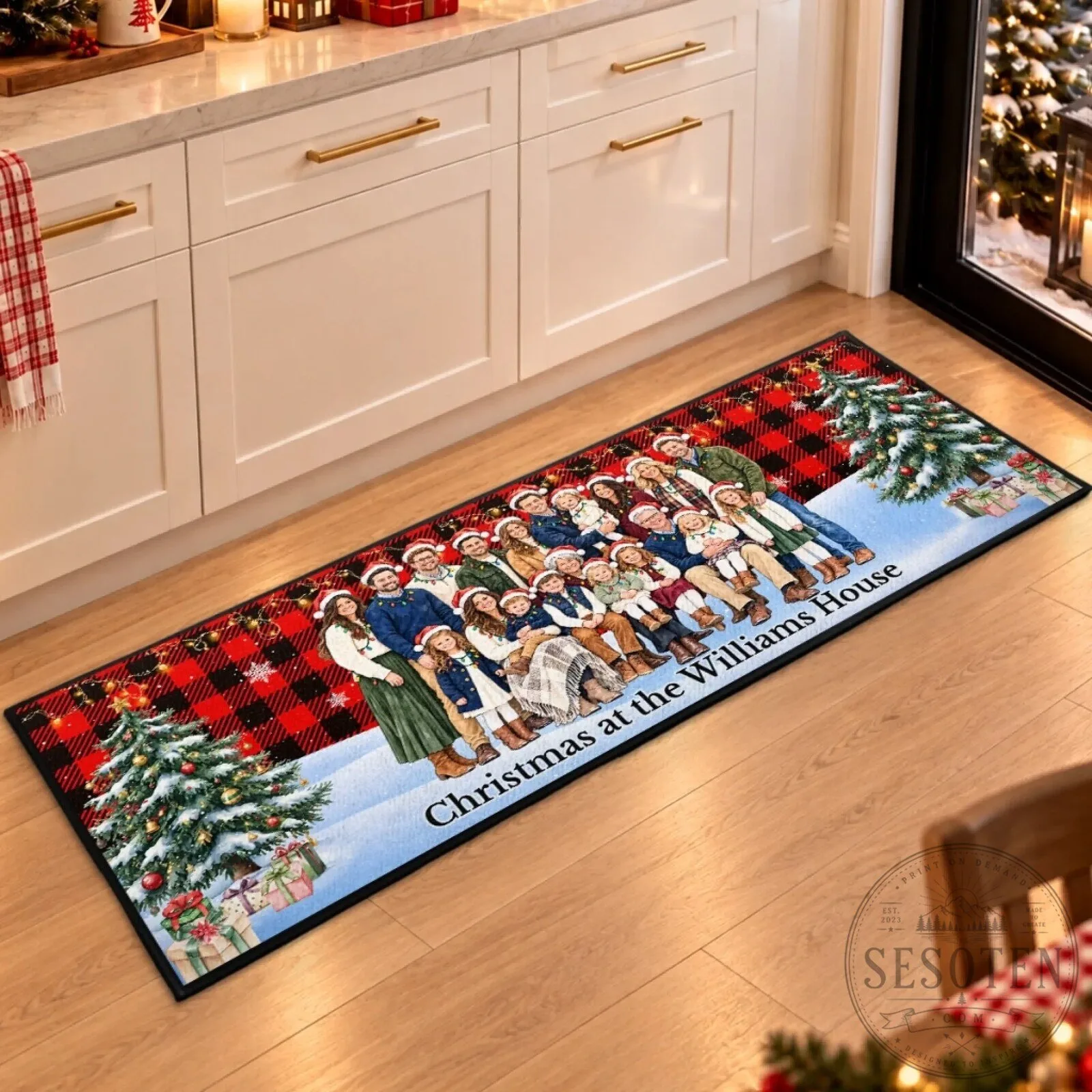 Personalized Family Photo Plaid Christmas Holiday Doormat Runner Rug 9 Personalized Family Photo Plaid Christmas Holiday Doormat Runner Rug