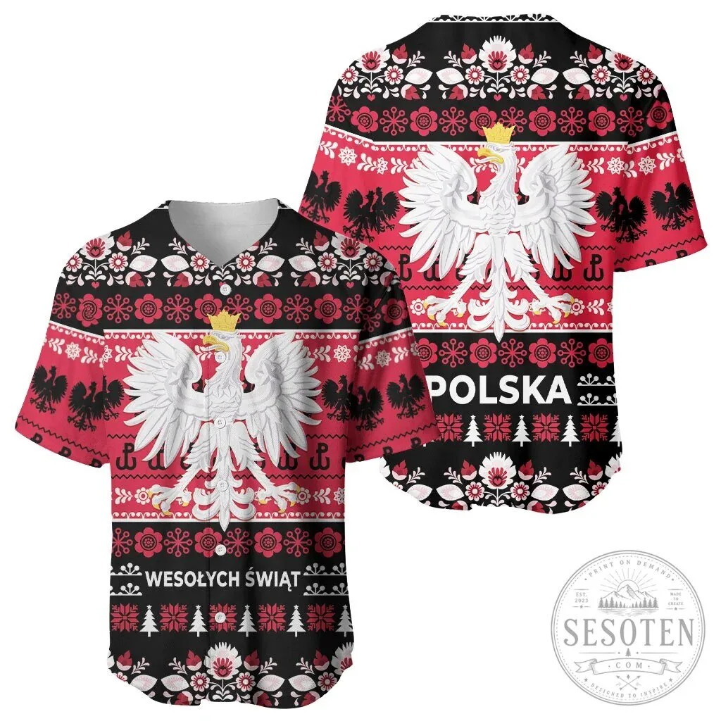 Polish Christmas Ugly Sweater Style Wesołych Świąt Baseball Jersey 7 Polish Christmas Ugly Sweater Style Wesołych Świąt Baseball Jersey