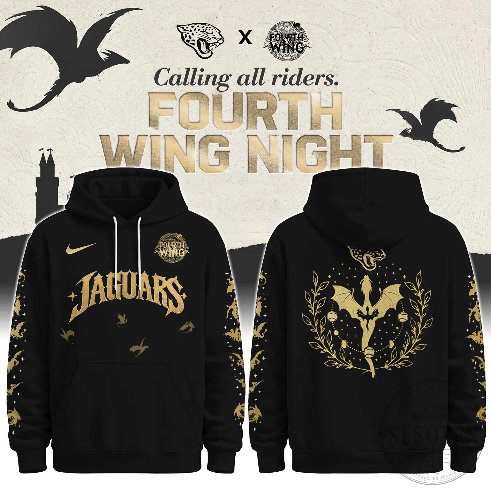 Jacksonville Jaguars Fourth Wing Night Black Pullover Hoodie 3 Jacksonville Jaguars Fourth Wing Night Black Pullover Hoodie
