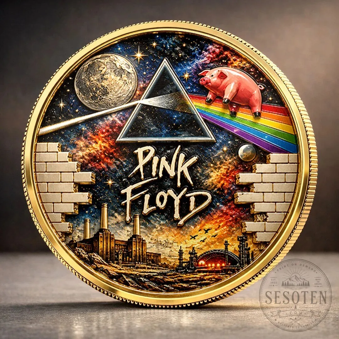 Pink Floyd Dark Side of the Moon Commemorative Gold Coin Collectible