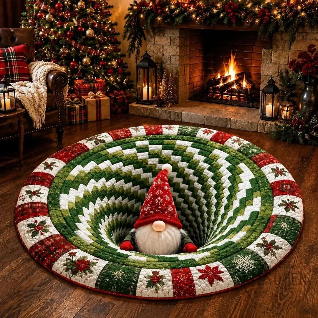 Santa Claus Christmas Illusion Round Rug Holiday Home Floor Decor 22 Santa Claus Christmas Illusion Round Rug Holiday Home Floor Decor